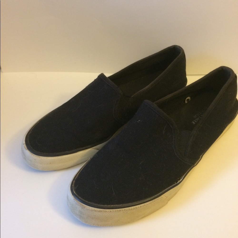 ⬇️15 Black Canvas Vans Style Slip On Sneakers (8)